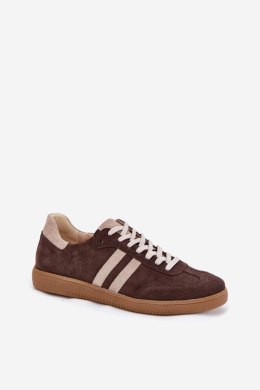 Buty Sportowe Sneakersy damskie skórzane Model Zazoo N1068 Czekolada