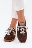 Buty Sportowe Sneakersy damskie skórzane Model Zazoo N1068 Czekolada