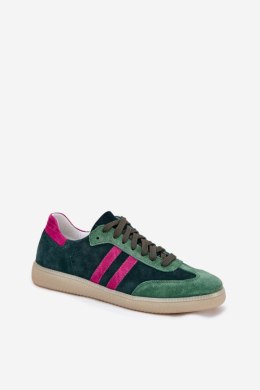 Buty Sportowe Sneakersy damskie skórzane Model Zazoo N1068 Dark Green