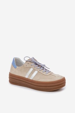 Sneakersy damskie skórzane Model Zazoo N1068S4 Beige