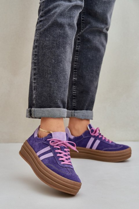 Sneakersy damskie skórzane Model Zazoo N1068S4 Dark Violet Sneakersy damskie skórzane Model Zazoo N1068S4 Dark Violet