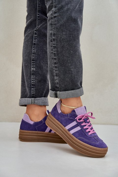 Sneakersy damskie skórzane Model Zazoo N1068S4 Dark Violet Sneakersy damskie skórzane Model Zazoo N1068S4 Dark Violet