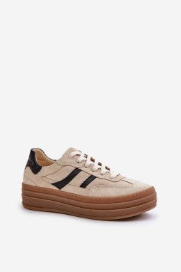Sneakersy damskie skórzane Model Zazoo N1176 Beige