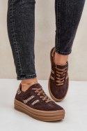 Sneakersy damskie skórzane Model Zazoo N1176 Panterka Czekolada