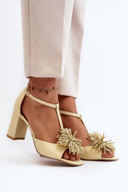 Sandały damskie skórzane Model Laura Messi 2758 Beige