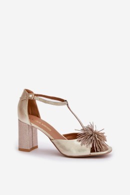 Sandały damskie skórzane Model Laura Messi 2758 Gold