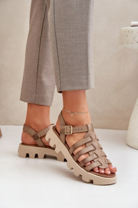Sandały damskie skórzane Model Zazoo 3695 Beige
