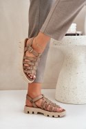 Sandały damskie skórzane Model Zazoo 3695 Beige