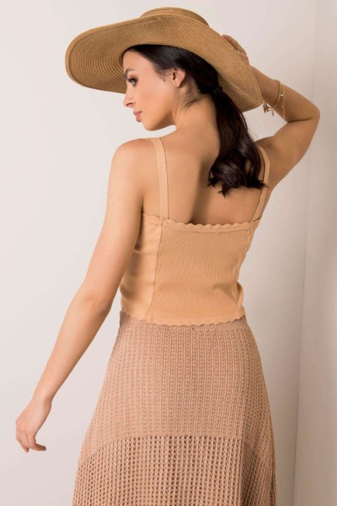 Bluzka damska Top Model 178-TP-3008.94 Camel - Rue Paris Bluzka damska Top Model 178-TP-3008.94 Camel - Rue Paris