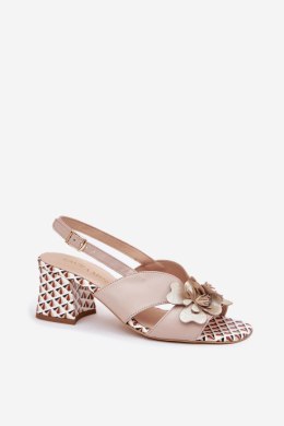 Sandały damskie skórzane Model Laura Messi 2950 Beige