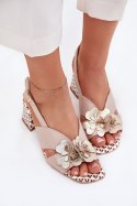 Sandały damskie skórzane Model Laura Messi 2950 Beige