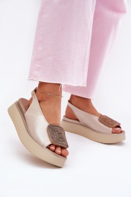 Sandały damskie skórzane Model Zazoo 1786 Beige Perła
