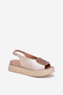 Sandały damskie skórzane Model Zazoo 1786 Beige Perła