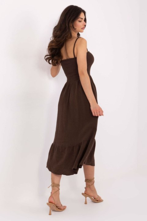 Sukienka damska Model MI-SK-62201.85 Dark Brown - Italy Moda Sukienka damska Model MI-SK-62201.85 Dark Brown - Italy Moda
