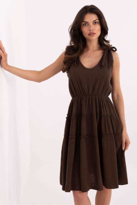 Sukienka damska Model MI-SK-92179.14 Dark Brown - Italy Moda Sukienka damska Model MI-SK-92179.14 Dark Brown - Italy Moda