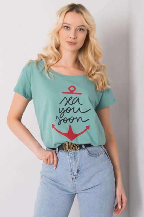 T-shirt Damski Model FA-TS-7196.74P Pistacja - Fancy T-shirt Damski Model FA-TS-7196.74P Pistacja - Fancy