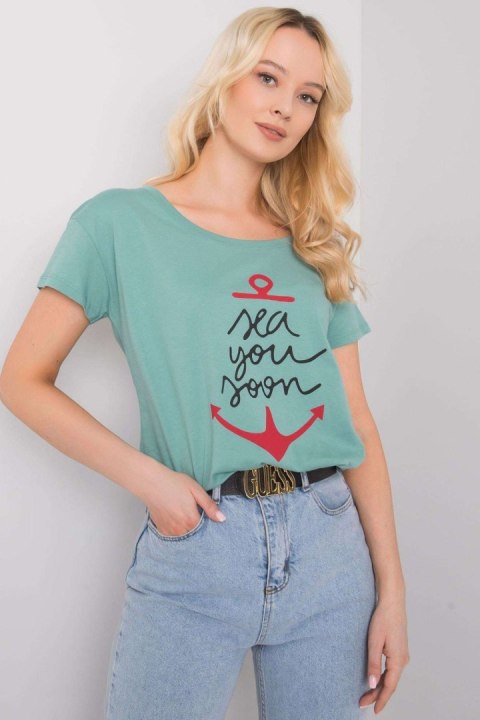 T-shirt Damski Model FA-TS-7196.74P Pistacja - Fancy T-shirt Damski Model FA-TS-7196.74P Pistacja - Fancy