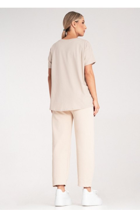 Tshirt Damski Model M1164 Beige - Figl Tshirt Damski Model M1164 Beige - Figl