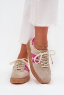 Sneakersy damskie skórzane Model Cavira GD-XF-204 Beige/Pink