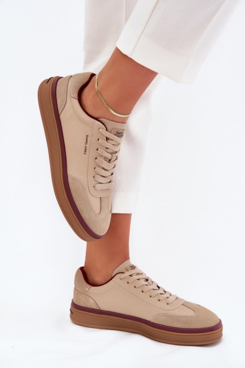 Sneakersy damskie skórzane Model Daniel Lopez SS2D4007 Beige Sneakersy damskie skórzane Model Daniel Lopez SS2D4007 Beige