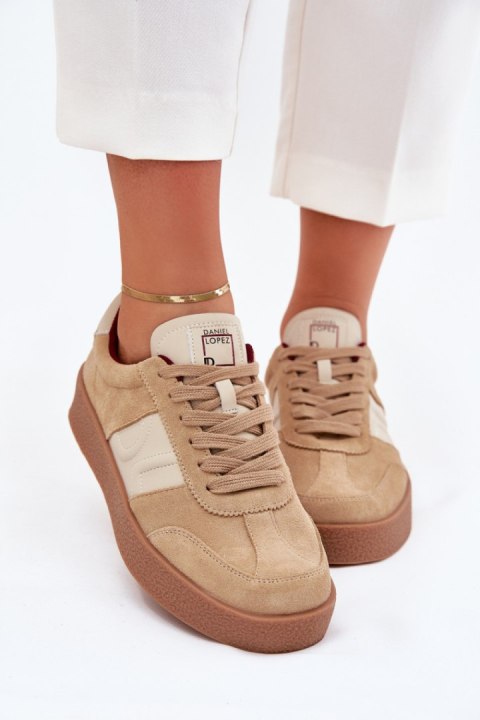 Sneakersy damskie skórzane Model Daniel Lopez SS2D4022 Beige Sneakersy damskie skórzane Model Daniel Lopez SS2D4022 Beige