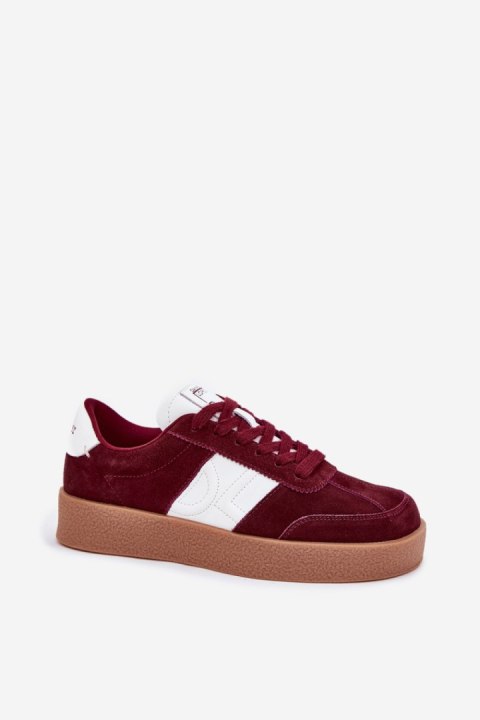 Sneakersy damskie skórzane Model Daniel Lopez SS2D4023 Bordo Sneakersy damskie skórzane Model Daniel Lopez SS2D4023 Bordo