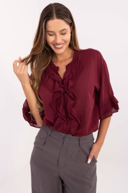 Koszula Damska bawełniana Model MI-KS-92224.95 Bordo - Italy Moda