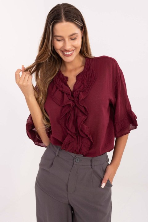 Koszula Damska bawełniana Model MI-KS-92224.95 Bordo - Italy Moda