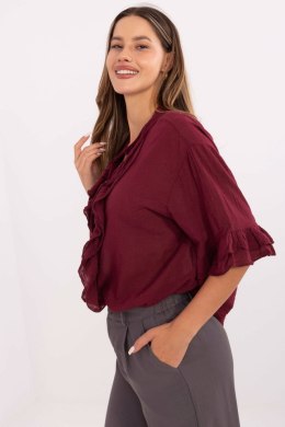 Koszula Damska bawełniana Model MI-KS-92224.95 Bordo - Italy Moda
