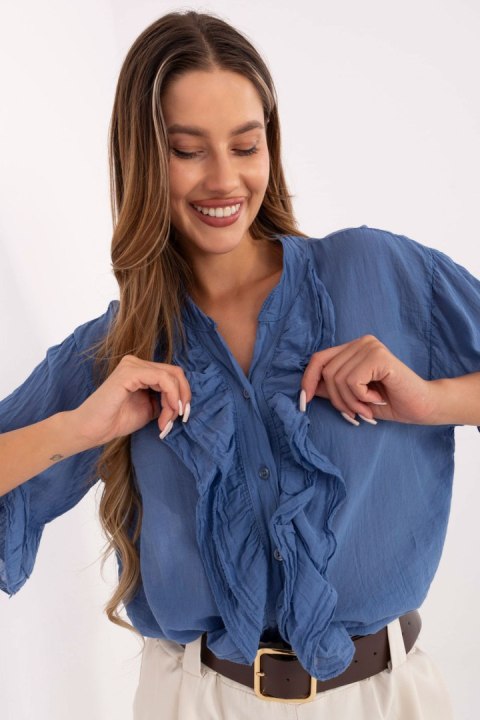 Koszula Damska bawełniana Model MI-KS-92224.95 Dark Blue - Italy Moda Koszula Damska bawełniana Model MI-KS-92224.95 Dark Blue - Italy Moda