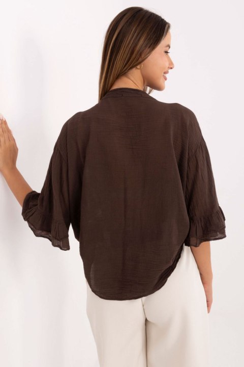 Koszula Damska bawełniana Model MI-KS-92224.95 Dark Brown - Italy Moda Koszula Damska bawełniana Model MI-KS-92224.95 Dark Brown - Italy Moda