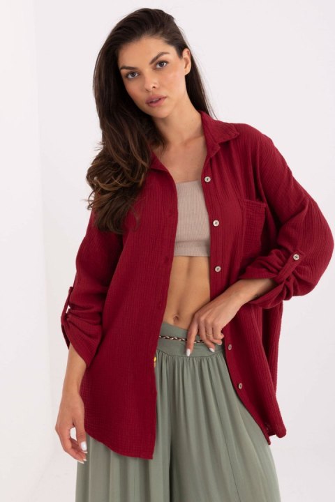 Koszula Damska Model MO-KS-9368.98 Bordo - Italy Moda Koszula Damska Model MO-KS-9368.98 Bordo - Italy Moda