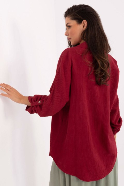 Koszula Damska Model MO-KS-9368.98 Bordo - Italy Moda Koszula Damska Model MO-KS-9368.98 Bordo - Italy Moda