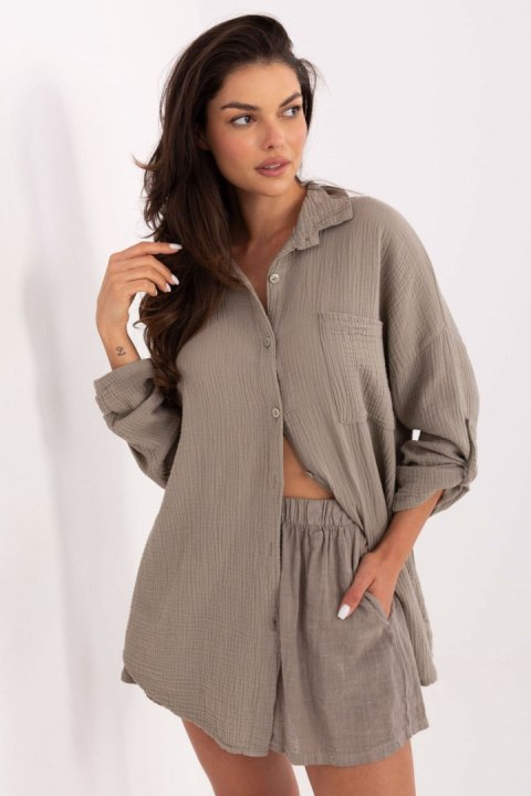 Koszula Damska Model MO-KS-9368.98 Dark Beige - Italy Moda Koszula Damska Model MO-KS-9368.98 Dark Beige - Italy Moda