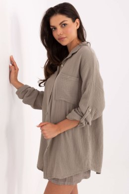 Koszula Damska Model MO-KS-9368.98 Dark Beige - Italy Moda