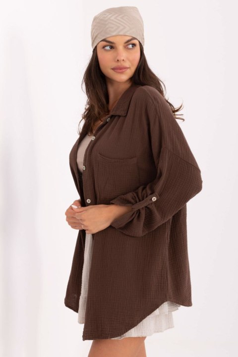 Koszula Damska Model MO-KS-9368.98 Dark Brown - Italy Moda Koszula Damska Model MO-KS-9368.98 Dark Brown - Italy Moda