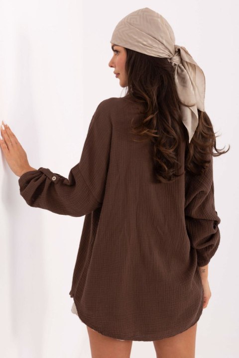 Koszula Damska Model MO-KS-9368.98 Dark Brown - Italy Moda Koszula Damska Model MO-KS-9368.98 Dark Brown - Italy Moda