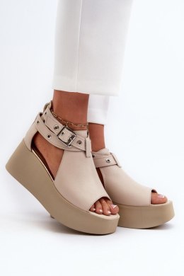 Sandały damskie skórzane Model Zazoo 1732 Beige 