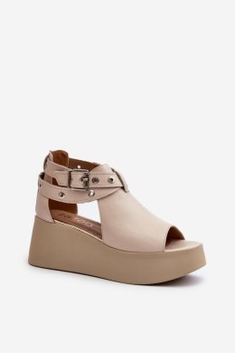 Sandały damskie skórzane Model Zazoo 1732 Beige 