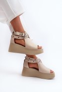 Sandały damskie skórzane Model Zazoo 1732 Beige 