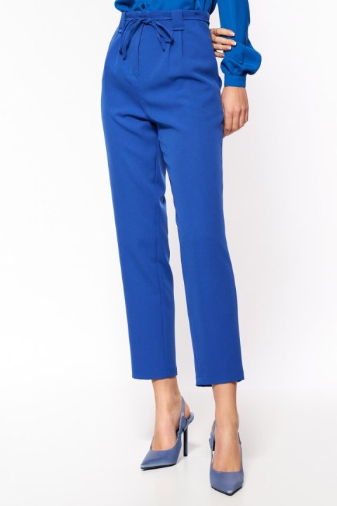 Spodnie damskie  Chabrowe spodnie typu paperbag SD67 Blue - Nife