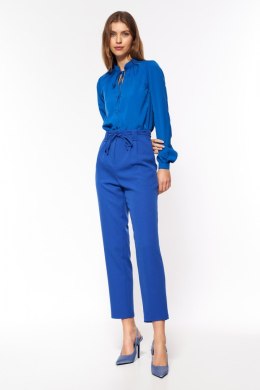 Spodnie damskie  Chabrowe spodnie typu paperbag SD67 Blue - Nife