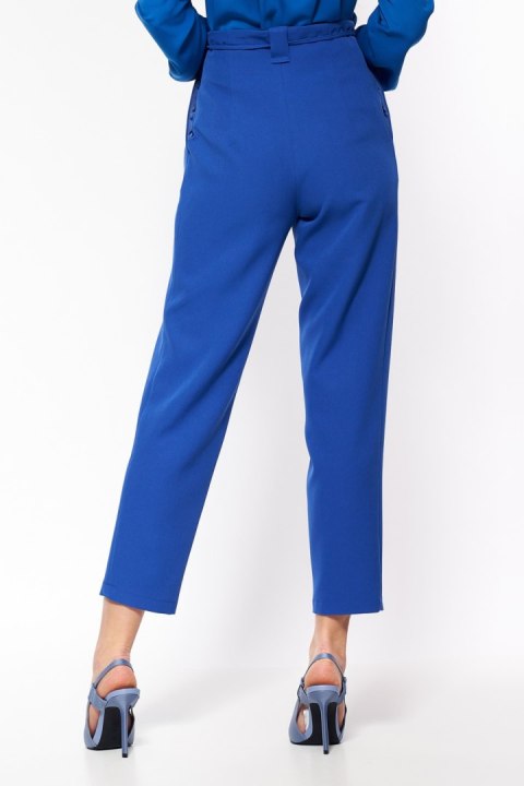 Spodnie damskie Chabrowe spodnie typu paperbag SD67 Blue - Nife Spodnie damskie Chabrowe spodnie typu paperbag SD67 Blue - Nife