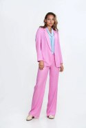 Spodnie bootcut z rayonu z krytym guzikiem SD111 Pink - Nife