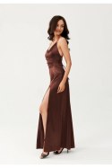 Sukienka damska wieczorowa satynowa Model Alessandra BRA SUK0460 Brown - Roco Fashion