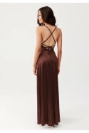 Sukienka damska wieczorowa satynowa Model Alessandra BRA SUK0460 Brown - Roco Fashion