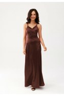 Sukienka damska wieczorowa satynowa Model Alessandra BRA SUK0460 Brown - Roco Fashion
