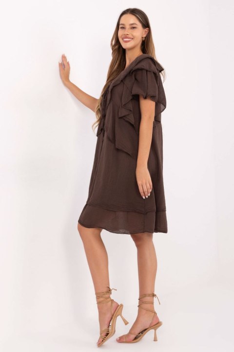 Sukienka damska Model MI-SK-102128.61 Dark Brown - Italy Moda Sukienka damska Model MI-SK-102128.61 Dark Brown - Italy Moda