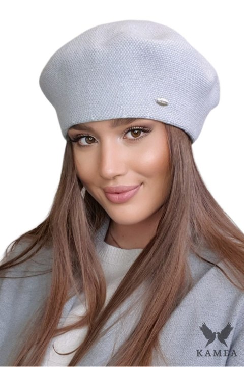 ARKADIA beret damski w pepitkę kolor szary - Kamea ARKADIA beret damski w pepitkę kolor szary - Kamea