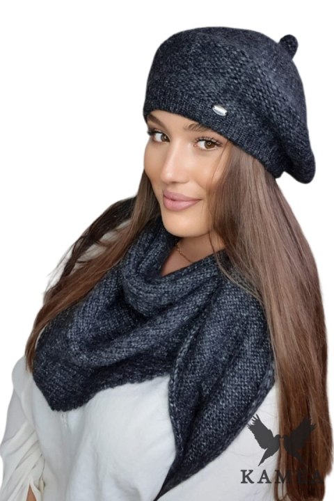 OFELIA zimowy beret damski kolor grafitowy - Kamea OFELIA zimowy beret damski kolor grafitowy - Kamea